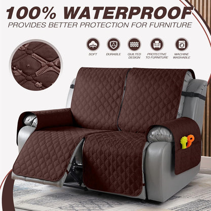 TAOCOCO 100% Waterproof 2-Seater Recliner Cover with Leg Straps, Reversible Washable Pet Sofa Protector