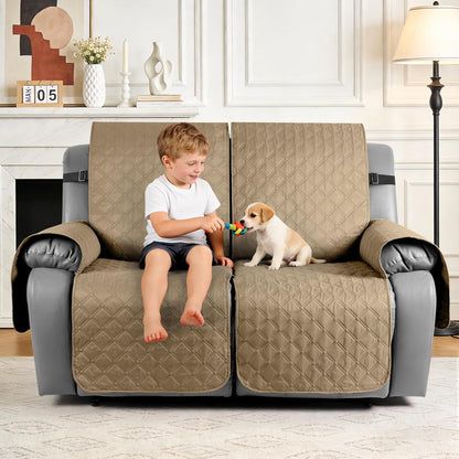 TAOCOCO 100% Waterproof 2-Seater Recliner Cover with Leg Straps, Reversible Washable Pet Sofa Protector