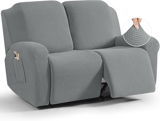 TAOCOCO 6-Piece Dual Recliner Loveseat Sofa Cover 2-Seat For Home Decor in  Dusty Grey
