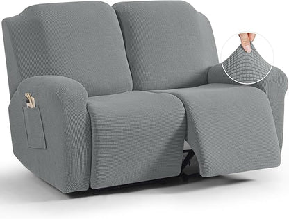 TAOCOCO 6-Piece Dual Recliner Loveseat Sofa Cover 2-Seat For Home Decor in  Dusty Grey