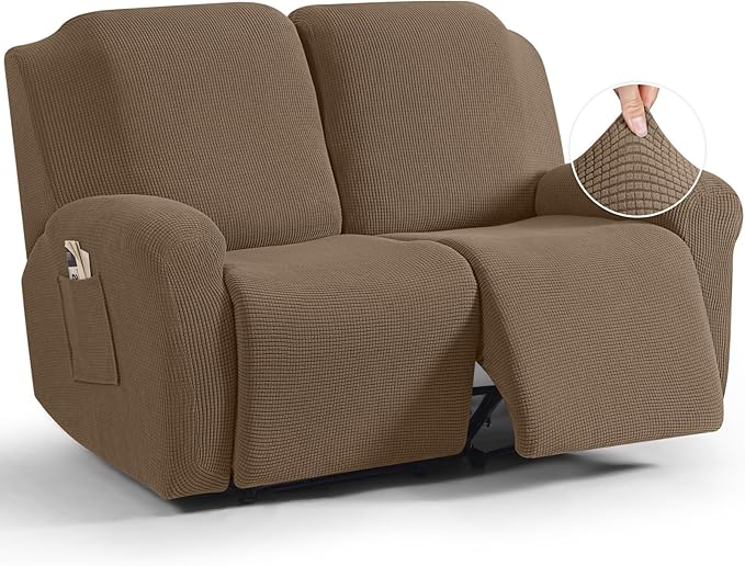 TAOCOCO 6-Piece Dual Recliner Loveseat Sofa Cover 2-Seat For Home Decor in Khaki 