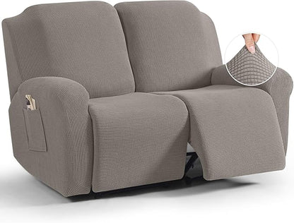 TAOCOCO 6-Piece Dual Recliner Loveseat Sofa Cover 2-Seat For Home  Decor in Pale Brown  