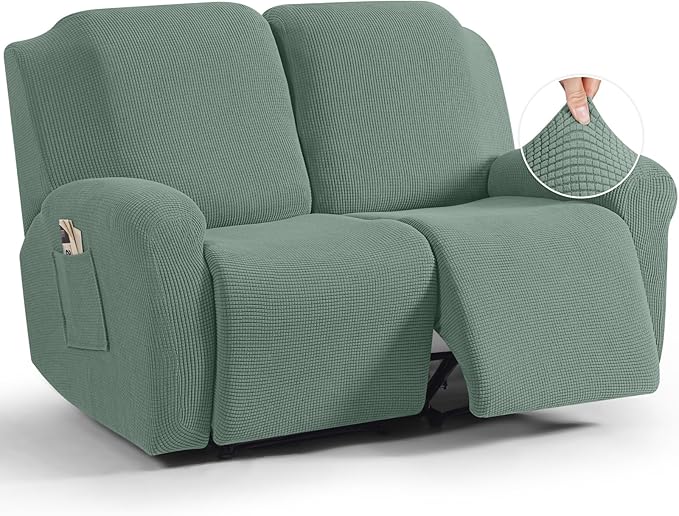 TAOCOCO 6-Piece Dual Recliner Loveseat Sofa Cover 2-Seat For Home Decor in Sage Green