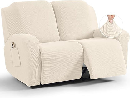 TAOCOCO 6-Piece Dual Recliner Loveseat Sofa Cover 2-Seat in cream