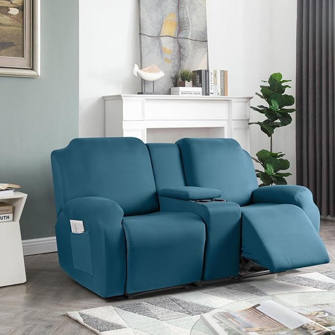 Stretch Recliner Loveseat Covers with Console 4 Piece Recliner Chair Covers