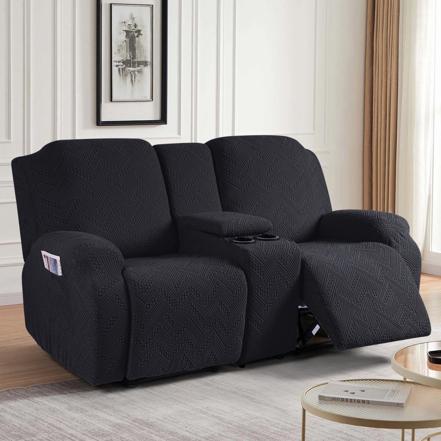 FLG-Loveseat Sofa Slipcover with Console