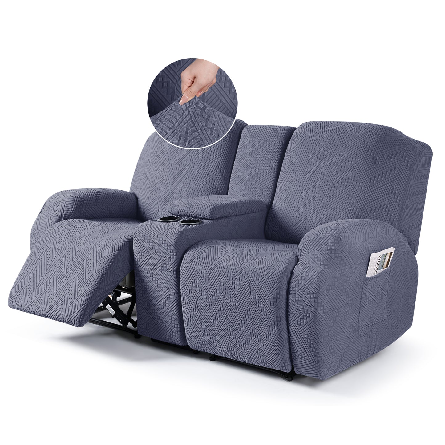 TAOCOCO Durable 4-Pieces Loveseat Recliner Slipcovers with Console