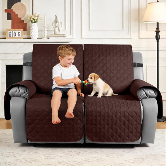 TAOCOCO 100% Waterproof 2-Seater Recliner Cover with Leg Straps, Reversible Washable Pet Sofa Protector