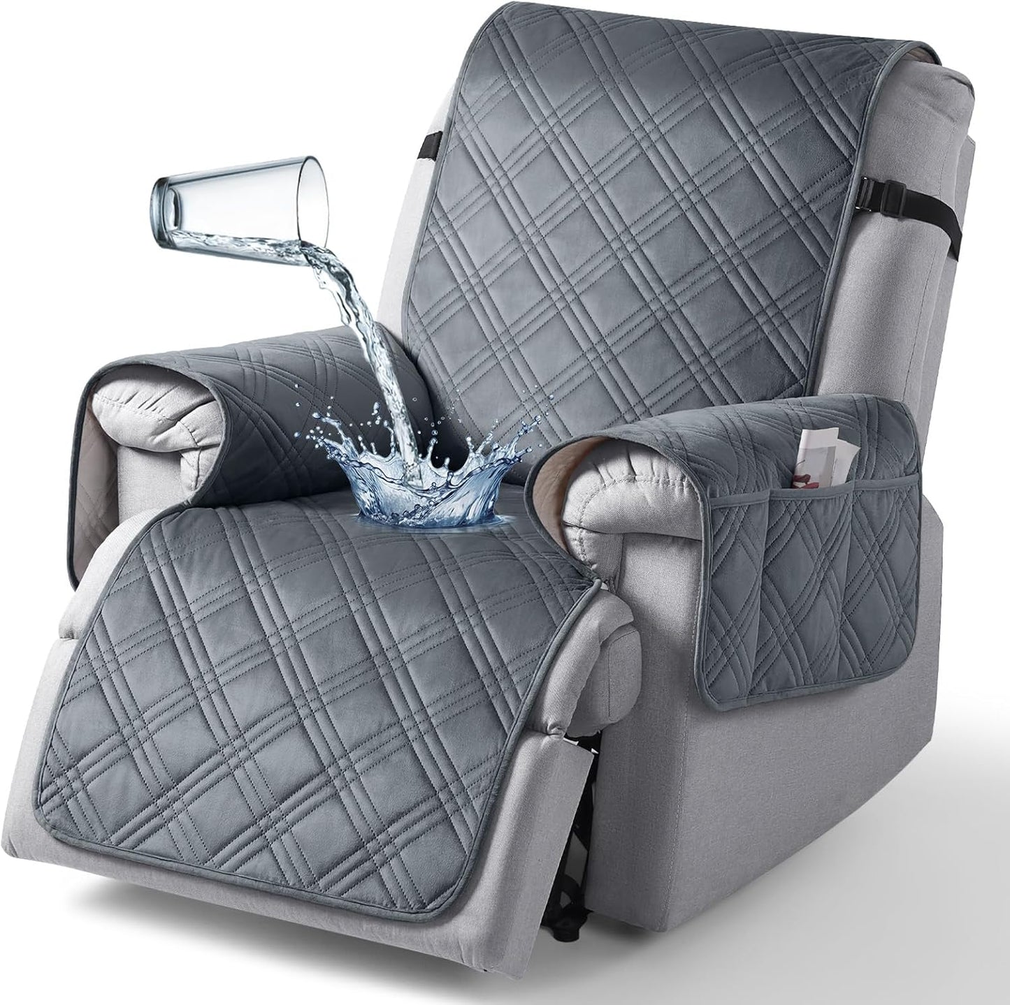 TAOCOCO 100% Waterproof Velvet 1-Seater Recliner Chair Cover-23.6inch