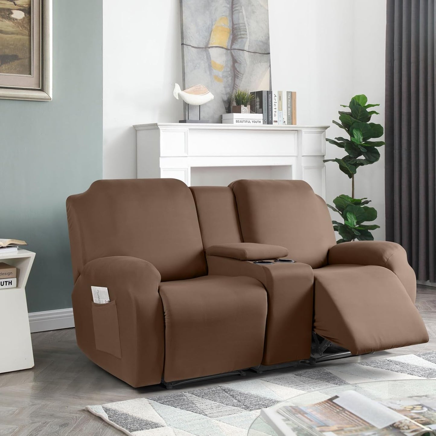 Stretch Recliner Loveseat Covers with Console 4 Piece Recliner Chair Covers
