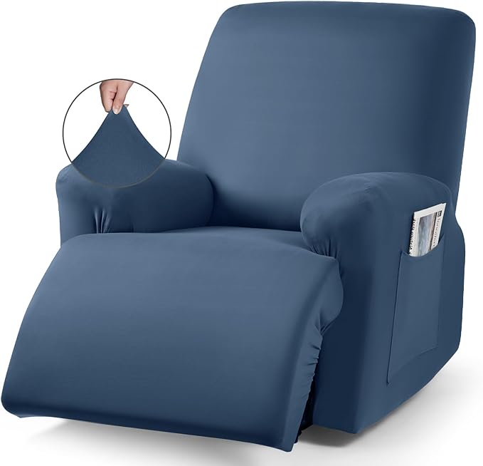 TAOCOCO 3-Piece Stretch Polyester 1-Seater Recliner Chair Cover for Large Recliners in Turquoise Blue