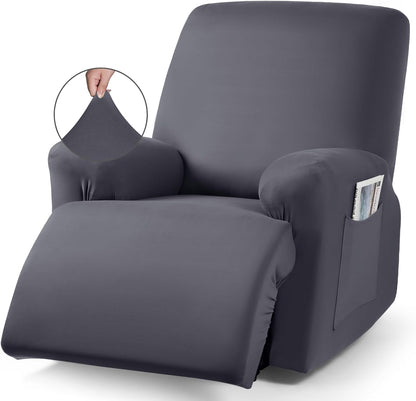 TAOCOCO 3-Piece Stretch Polyester 1-Seater Recliner Chair Cover for Large Recliners in dark grey
