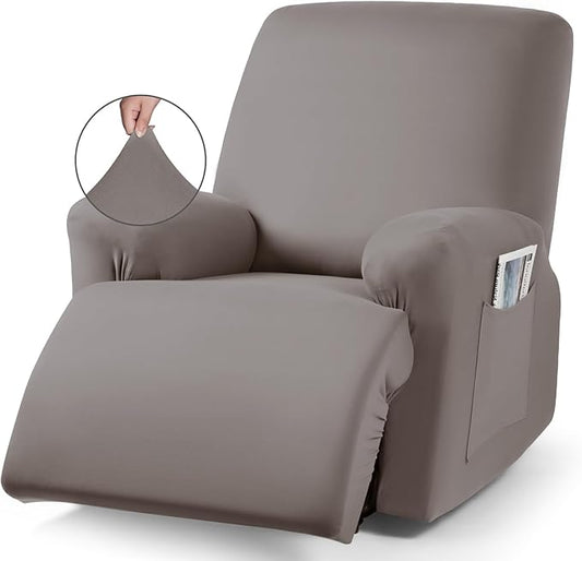 TAOCOCO 3-Piece Stretch Polyester 1-Seater Recliner Chair Cover for Large Recliners in Taupe