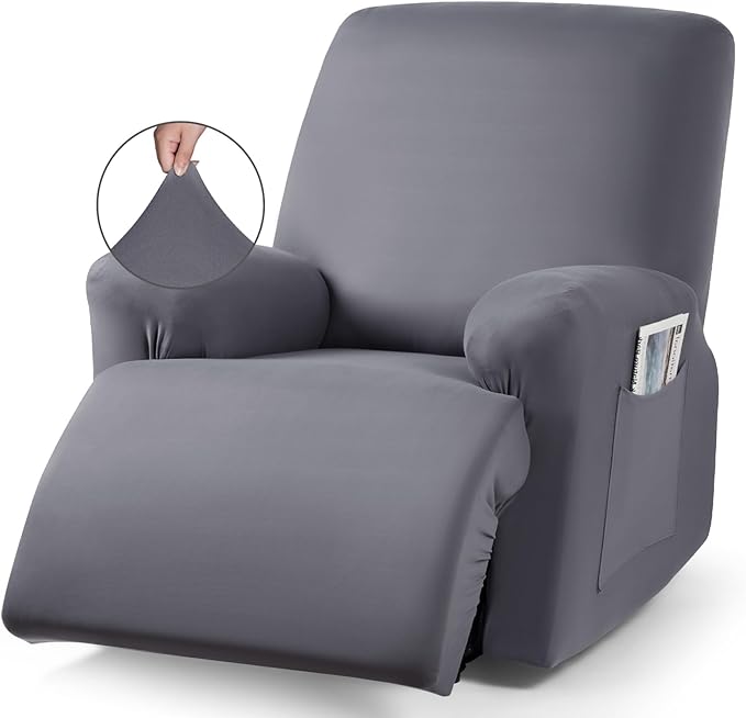 TAOCOCO 3-Piece Stretch Polyester 1-Seater Recliner Chair Cover for Large Recliners in light grey