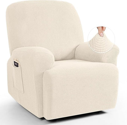 TAOCOCO 4-Piece Stretch Recliner Chair Cover 1-Seat in beige for home decor