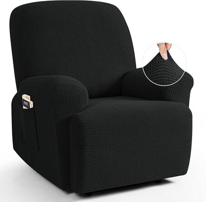 TAOCOCO 4-Piece Stretch Recliner Chair Cover 1-Seat in black for home decor