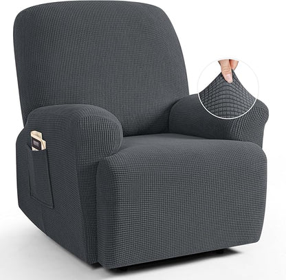 TAOCOCO 4-Piece Stretch Recliner Chair Cover 1-Seat in Charcoal Gray – Pet Friendly