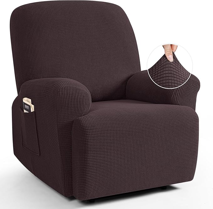 TAOCOCO 4-Piece Stretch Recliner Chair Cover 1-Seat in Chocolate – Pet Friendly