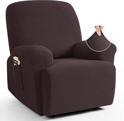 TAOCOCO 4-Piece Stretch Recliner Chair Cover 1-Seat in Chocolate – Pet Friendly