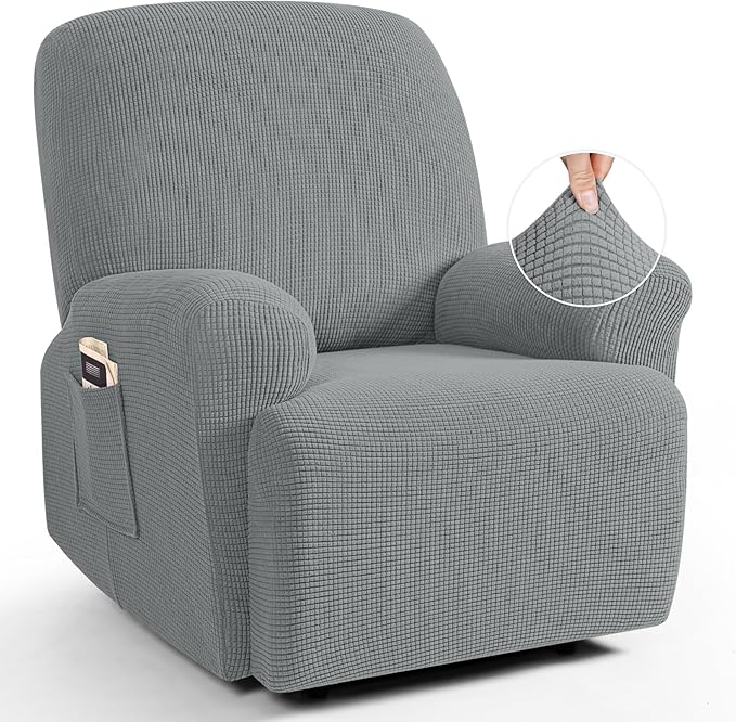 TAOCOCO 4-Piece Stretch Recliner Chair Cover 1-Seat in Dusty Gray – Pet Friendly for home decor