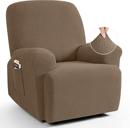 TAOCOCO 4-Piece Stretch Recliner Chair Cover 1-Seat in Khaki – Pet Friendly