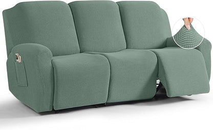 TAOCOCO 8-Piece Stretch Recliner Sofa Cover 3-Seat in Sage Green – Pet Friendly