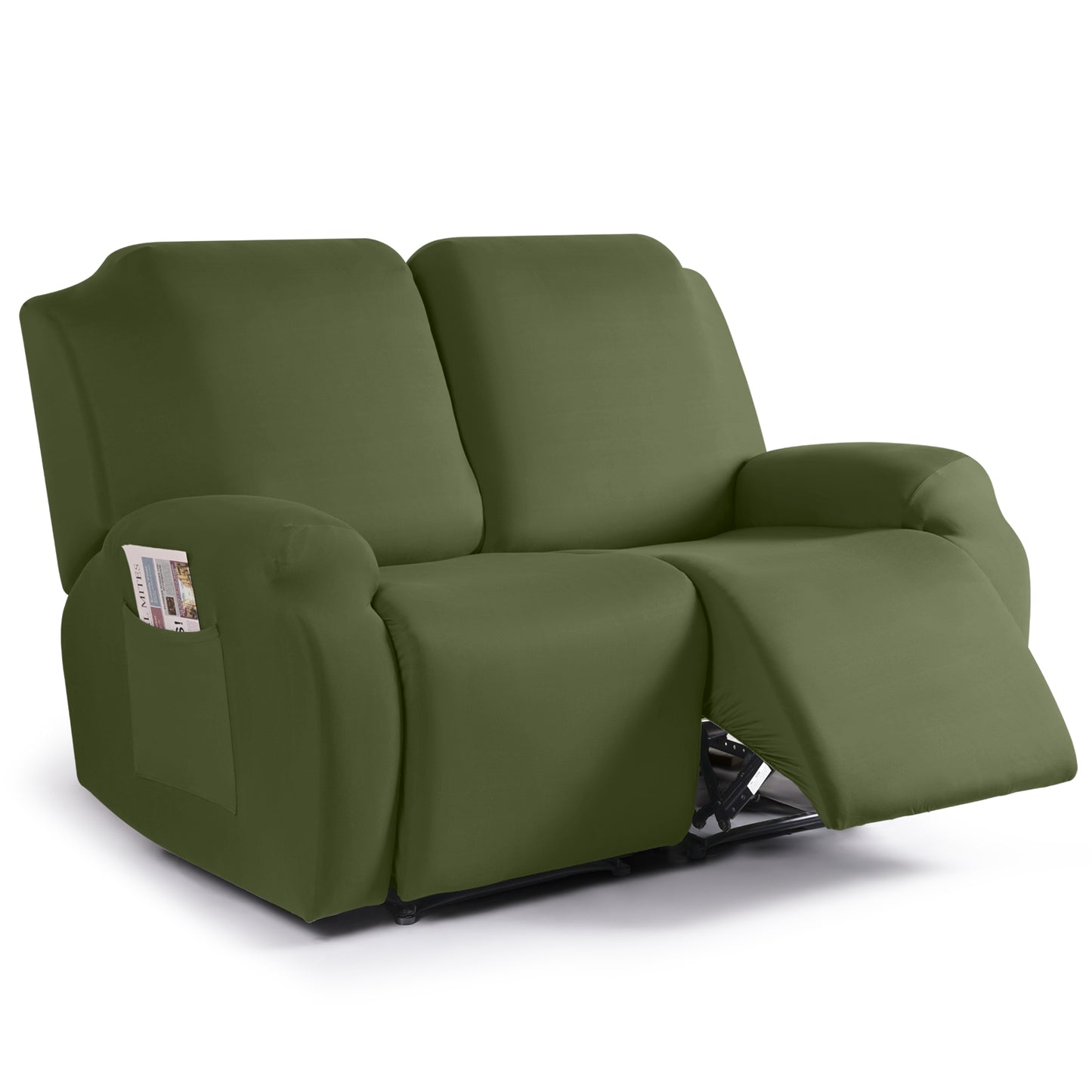 TAOCOCO 2-Piece Stretch Recliner Cover 2-Seat XL in Olive green – Non-Slip, Pet Friendly