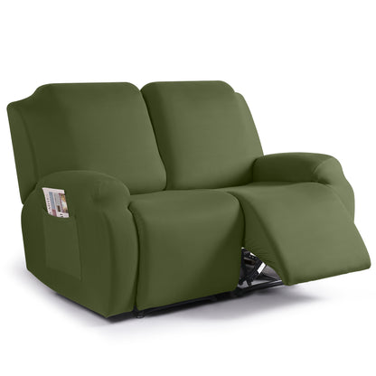 TAOCOCO 2-Piece Stretch Recliner Cover 2-Seat XL in Olive green – Non-Slip, Pet Friendly