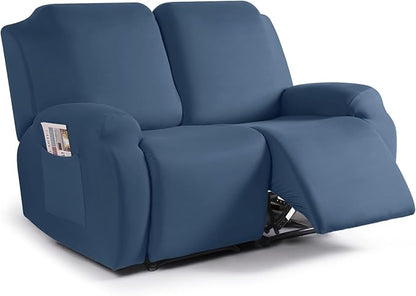 TAOCOCO 2-Piece Stretch Recliner Cover 2-Seat XL in Turquoise Blue – Non-Slip, Pet Friendly