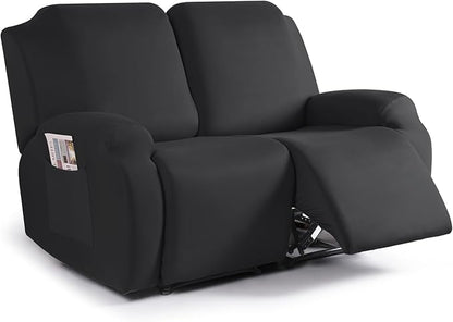 TAOCOCO Stretch Recliner Loveseat Cover 2-Seat XL for home decor pet friendly in black