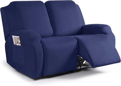 TAOCOCO 2-Piece Stretch Recliner Cover 2-Seat XL in dark blue – Non-Slip, Pet Friendly