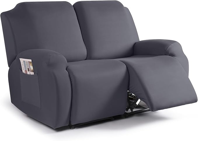 TAOCOCO Stretch Recliner Loveseat Cover 2-Seat XL for home decor pet friendly in dark grey