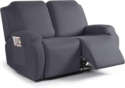 TAOCOCO Stretch Recliner Loveseat Cover 2-Seat XL for home decor pet friendly in dark grey