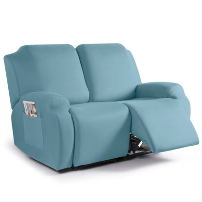 TAOCOCO 2-Piece Stretch Recliner Cover 2-Seat XL in Light blue – Non-Slip, Pet Friendly