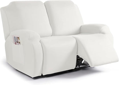 TAOCOCO 2-Piece Stretch Recliner Cover 2-Seat XL in milk white – Non-Slip, Pet Friendly