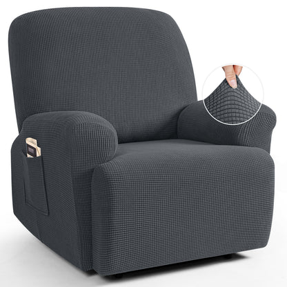 TAOCOCO Oversized 1-Seater Stretch Recliner Cover in Charcoal Gray – Soft Jacquard, Pet Friendly