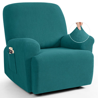 TAOCOCO Oversized 1-Seater Stretch Recliner Cover in Peacock Blue – Soft Jacquard, Pet Friendly