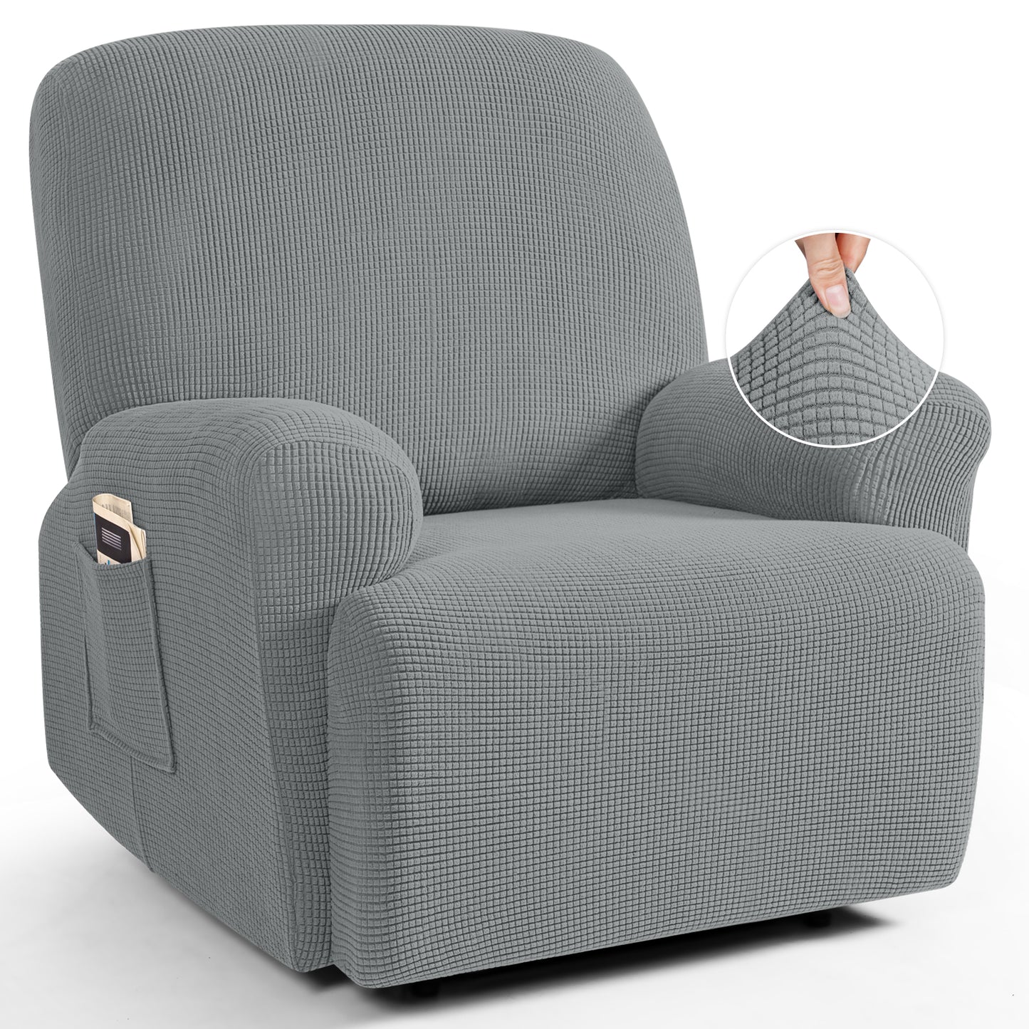 TAOCOCO Oversized 1-Seater Stretch Recliner Cover in Dusty Gray – Soft Jacquard, Pet Friendly