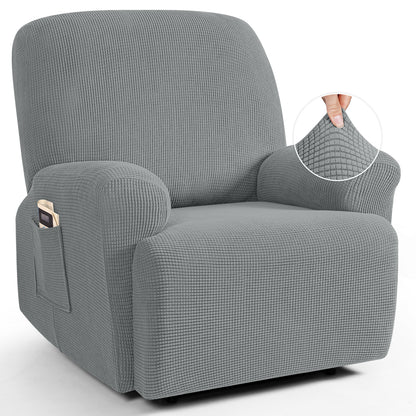 TAOCOCO Oversized 1-Seater Stretch Recliner Cover in Dusty Gray – Soft Jacquard, Pet Friendly
