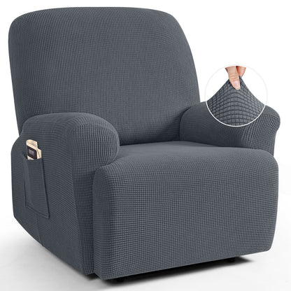 TAOCOCO Oversized 1-Seater Stretch Recliner Cover in grey – Soft Jacquard, Pet Friendly