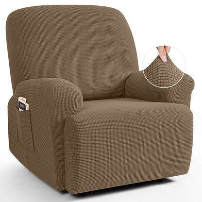 TAOCOCO Oversized 1-Seater Stretch Recliner Cover in Khaki – Soft Jacquard, Pet Friendly