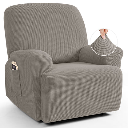 TAOCOCO Oversized 1-Seater Stretch Recliner Cover in pale brown – Soft Jacquard, Pet Friendly