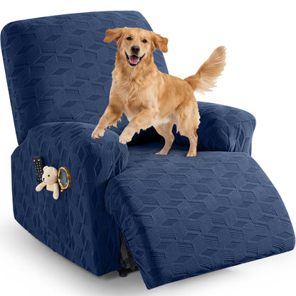 TAOCOCO Stretch  Recliner Chair Cover – 1 Seater in Dark blue pet friendly jacquard