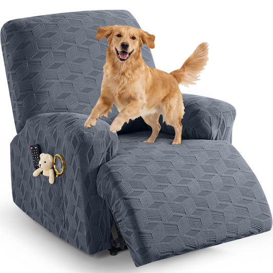 TAOCOCO Stretch  Recliner Chair Cover – 1Seater in Dark Grey pet friendly jacquard