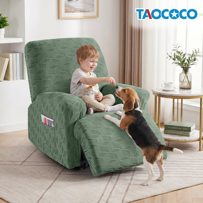 TAOCOCO Stretch  Recliner Chair Cover – 1xl Seater in bean green pet friendly jacquard
