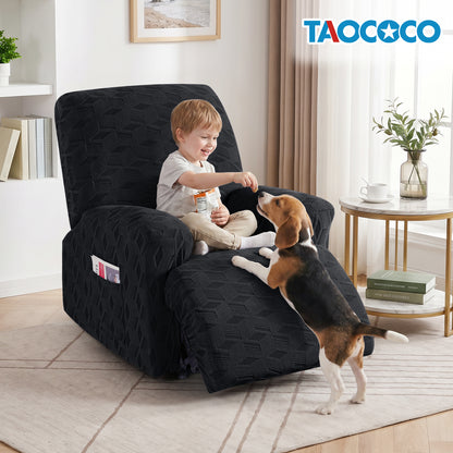 TAOCOCO Stretch  Recliner Chair Cover – 1xl Seater in black pet friendly jacquard