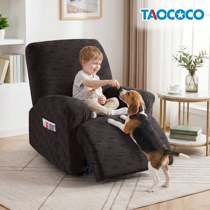 TAOCOCO Stretch  Recliner Chair Cover – 1xl Seater in chocolate pet friendly jacquard