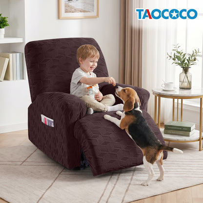 TAOCOCO Stretch  Recliner Chair Cover – 1xl Seater in dark coffee pet friendly jacquard