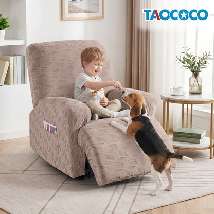 TAOCOCO Stretch  Recliner Chair Cover – 1xl Seater in khaki pet friendly jacquard