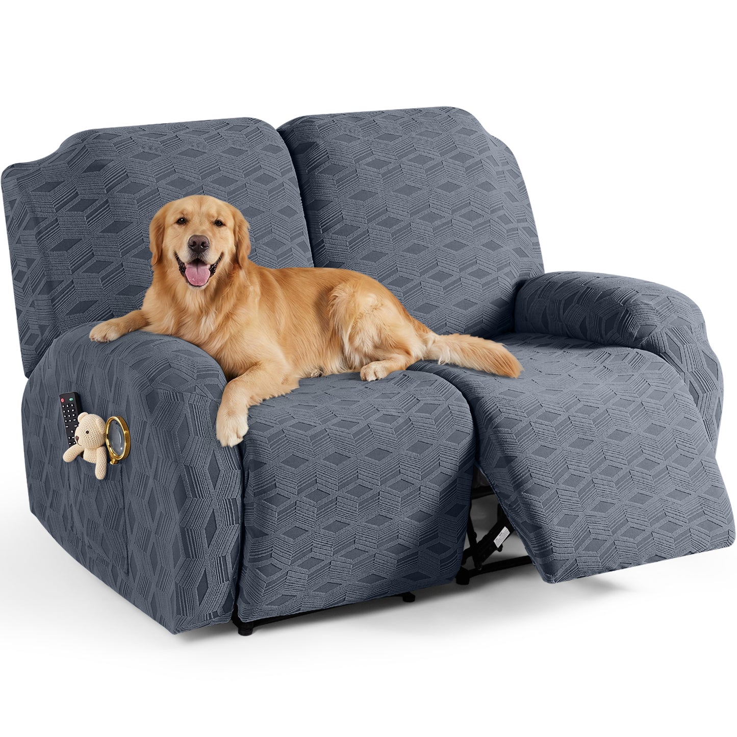 TAOCOCO Stretch  Recliner Chair Cover – 2 Seater in Dark Grey pet friendly jacquard